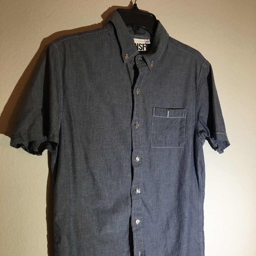 NSF button down short sleeve shirt